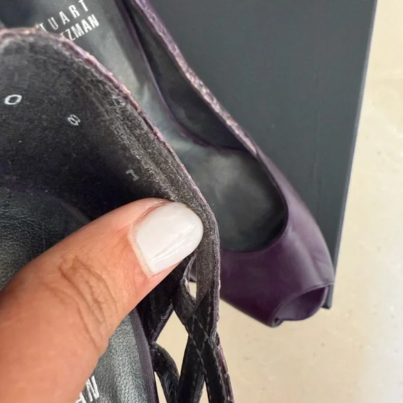 Stuart Weitzman Dark Purple Peep-Toe Heels - Picture 16 of 16